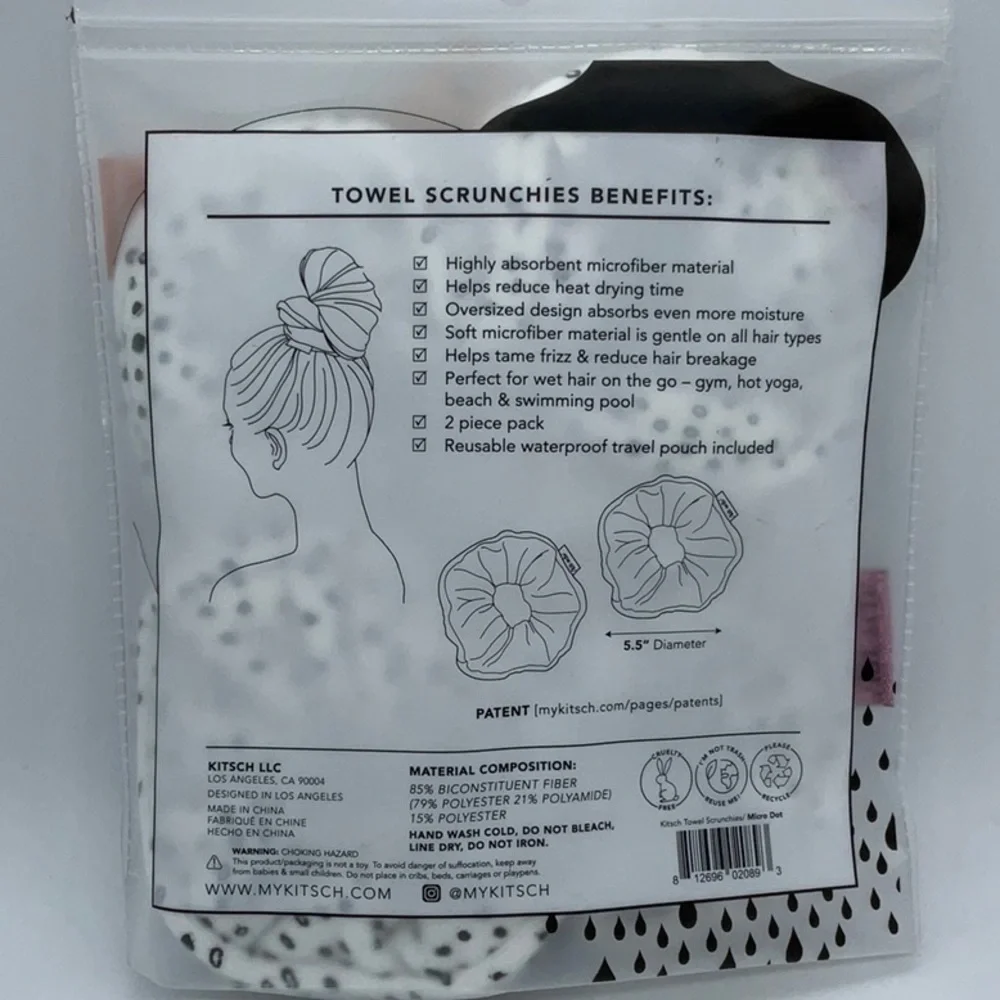 Kitsch Towel Scrunchie 2 Pack - Micro Dot